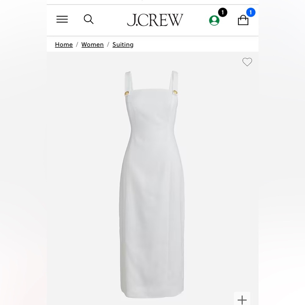 Beautiful white linen sheath dress with gold details